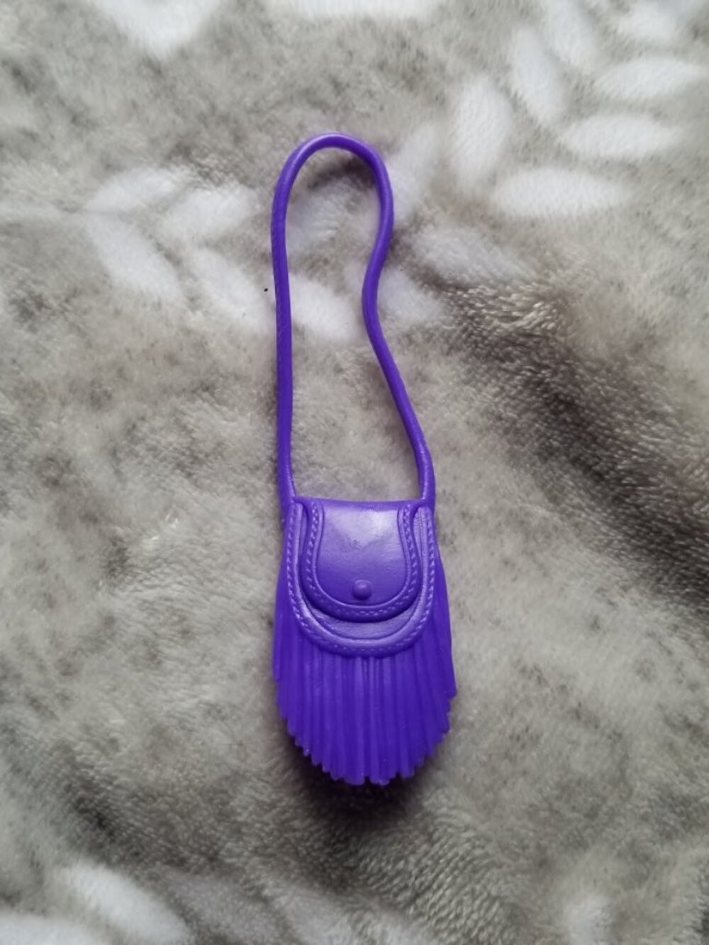 Barbie Accessory Purse Dark Purple Fringe Long Strap Doll Clothing